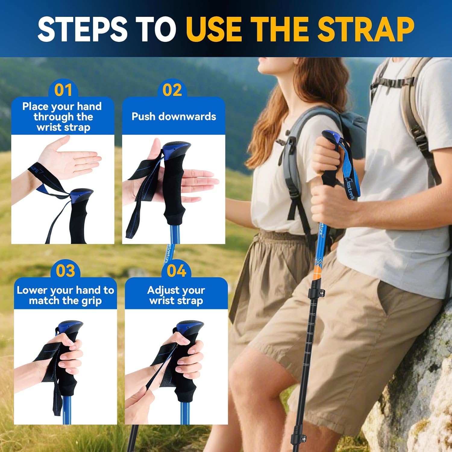 Thumbnail 6 de Clostnature Walking Poles 2-Pack – Adjustable Aluminium Trekking Poles with Quick Lock