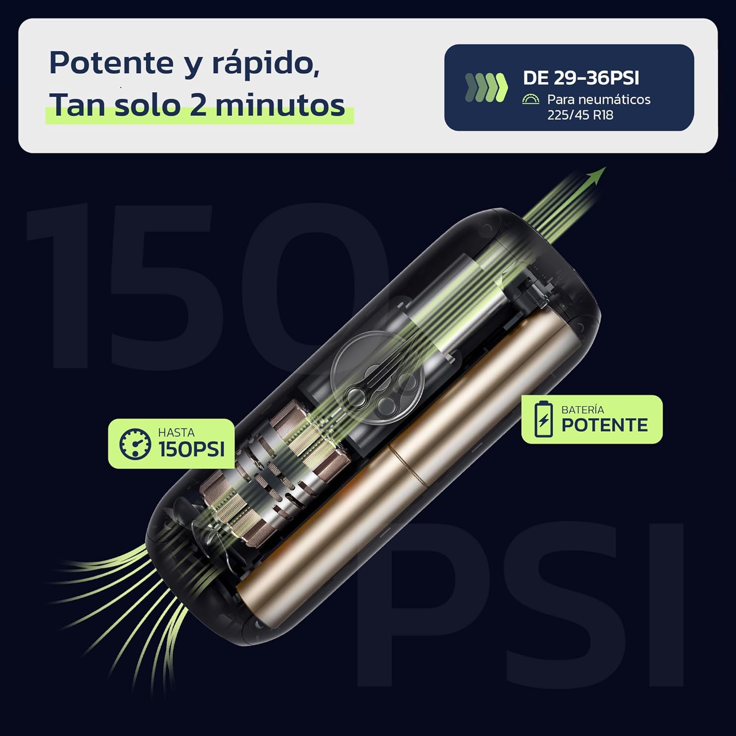 Thumbnail 3 de Woowind LP1 Inflador Portátil 150 PSI