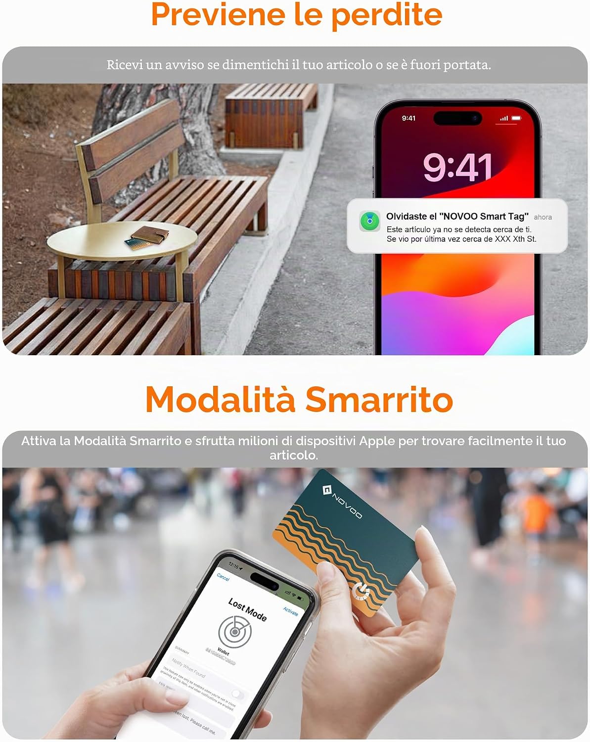 Detalle de NOVOO Air Tag Card Wallet Tracker: localizzatore ultrafino da 1,6 mm per portafoglio e oggetti Apple Find My