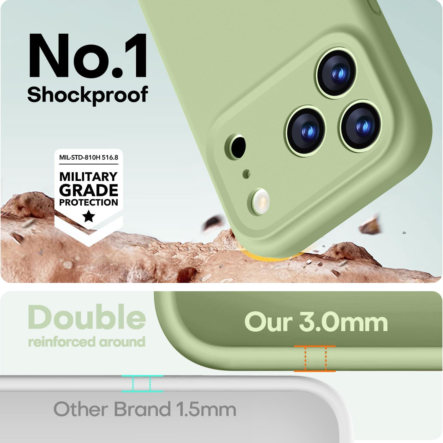 Thumbnail 2 de LOVE 3000 Designed for iPhone 17 Pro Silicone Case (Matcha) with MagSafe + Microfiber Lining