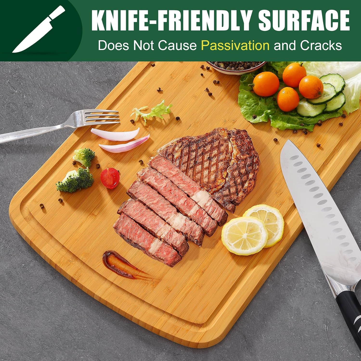 Thumbnail 5 de Homaxy Extra Large Bamboo Cutting Board 18x12.5" 📋