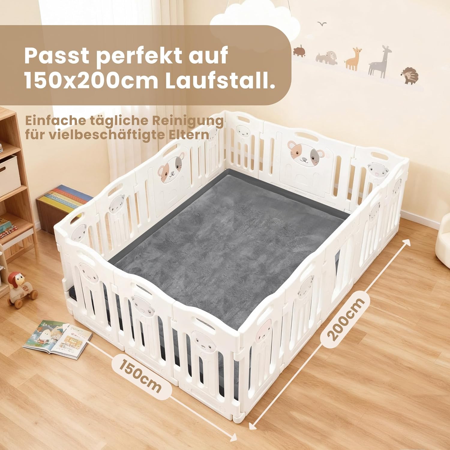 Thumbnail 6 de ACOMOPACK Baby Krabbelmatte 150x200x3,5 cm – große Spielmatte mit Schaumfüllung und rutschfester Unterseite (dunkelgrau)