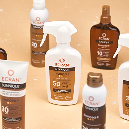 Detalle de Ecran Leche Protectora Solar Broncea+ SPF 50 en Spray (270 ml) – Protección alta con Bronceado natural y tecnología PureBronze