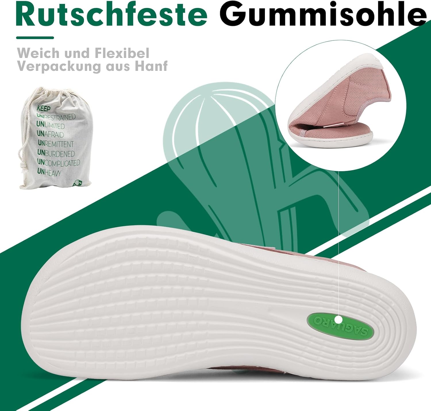 Detalle de SAGUARO Barfußschuhe Unisex Knit mit breiter Zehenbox und Zero-Drop Sohle – Luck Ⅰ, Größe 36–48