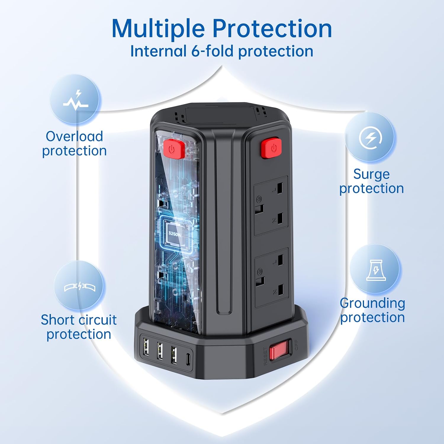 Detalle 2 de Tower Extension Lead 5M 13A 3250W surge protector ๐