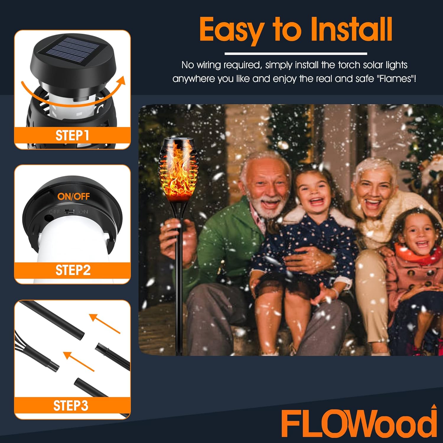 Thumbnail 1 de FLOWood Solarleuchten für den Außenbereich, 6er-Set mit 12 LED (12LED Solarfackeln), IP65