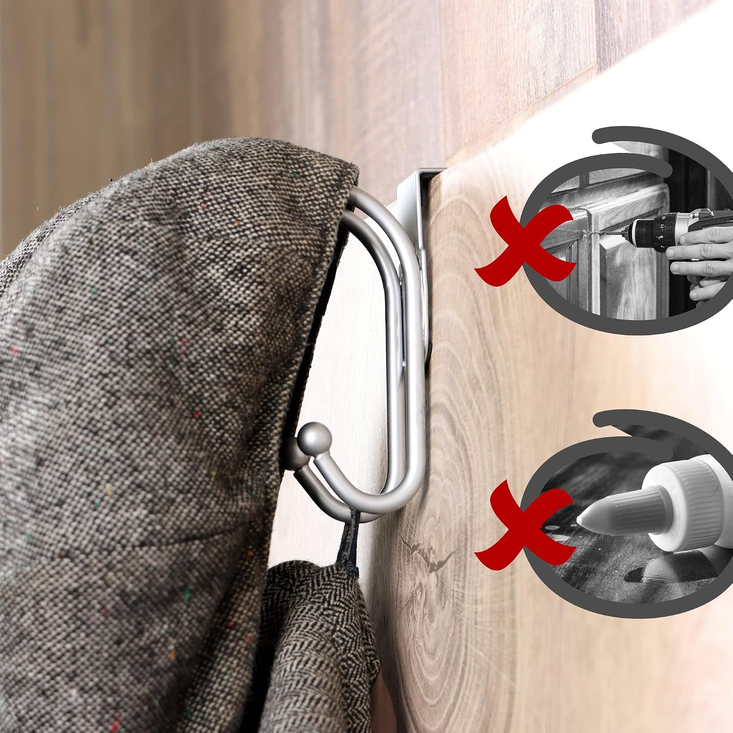 Thumbnail 1 de com-four® 8x Ganci per Porte - Ganci Appendiabiti Doppi con Protezione in Schiuma