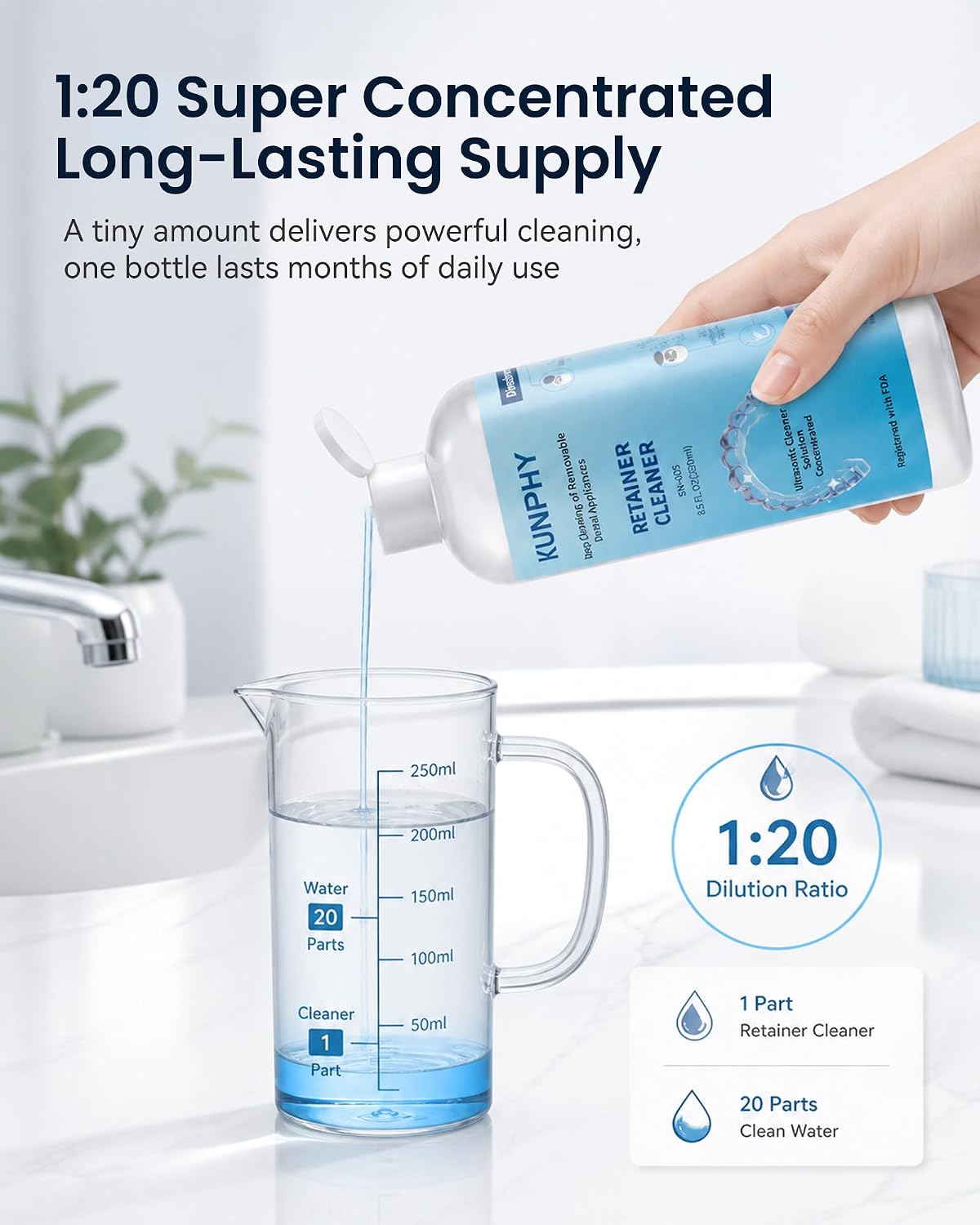 Detalle 2 de kunphy SW-005 Ultrasonic Retainer Cleaner Solution, 8.5 oz