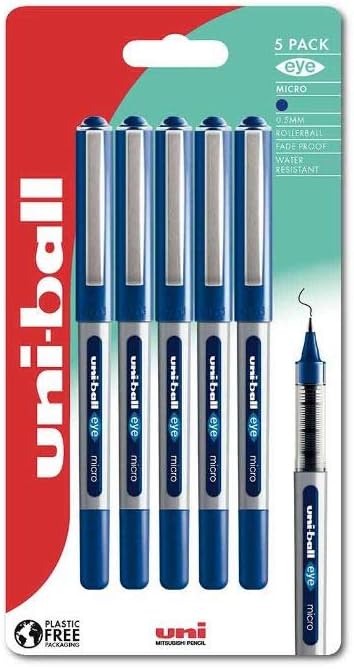 Detalle 2 de uni-ball UB-150 Eye Blue 0.5mm Rollerball Pens (Pack of 5)