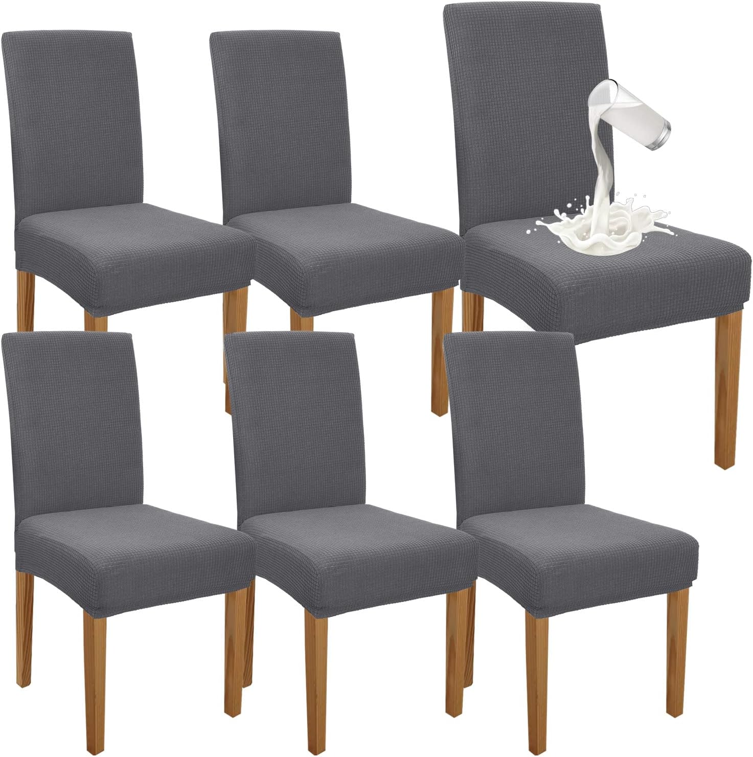 Detalle de Granbest Premium Stuhlhussen 6er Set Hellgrau