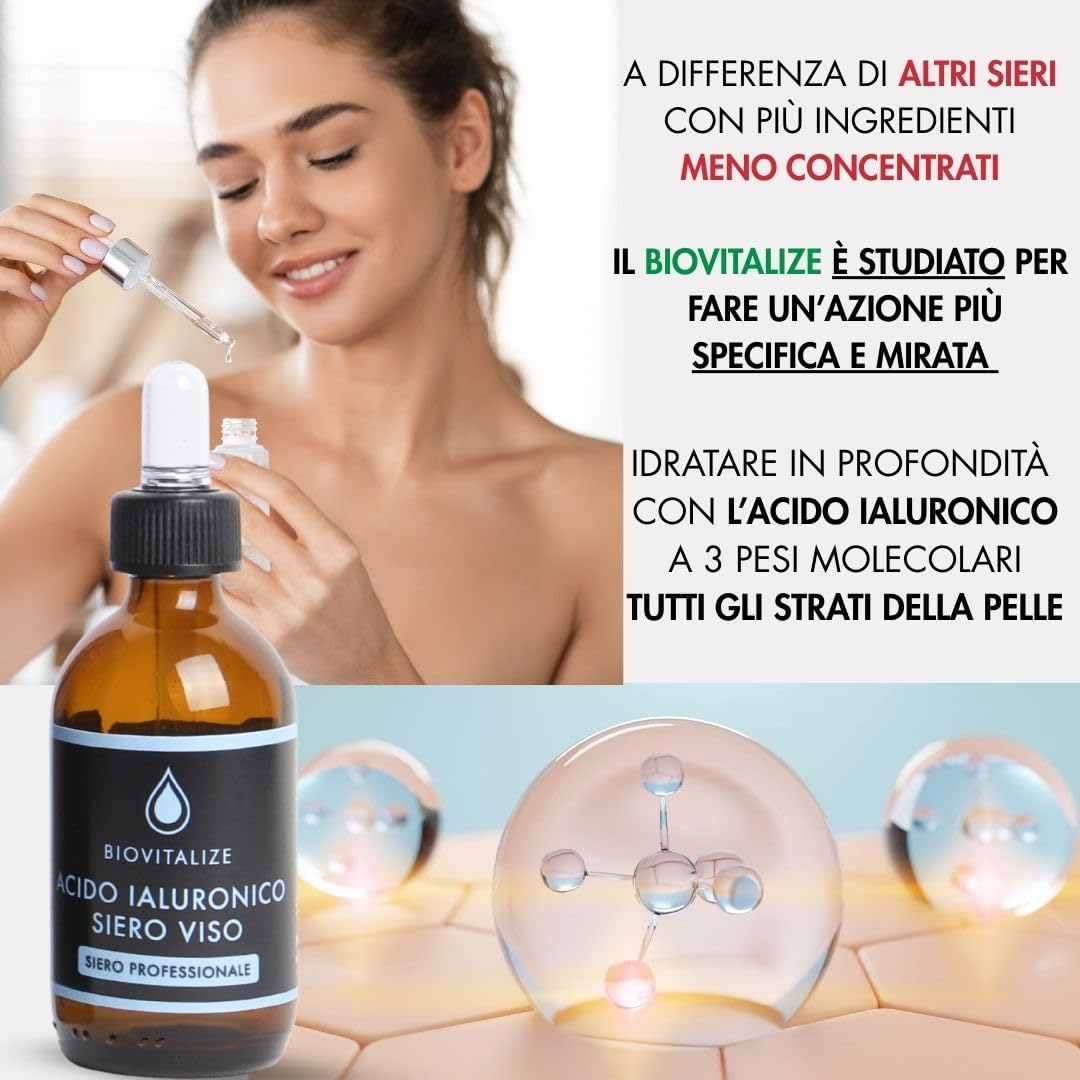 Thumbnail 2 de BIOVITALIZE Siero Viso all’Acido Ialuronico a Triplo Peso Molecolare 50 ml – Made in Italy