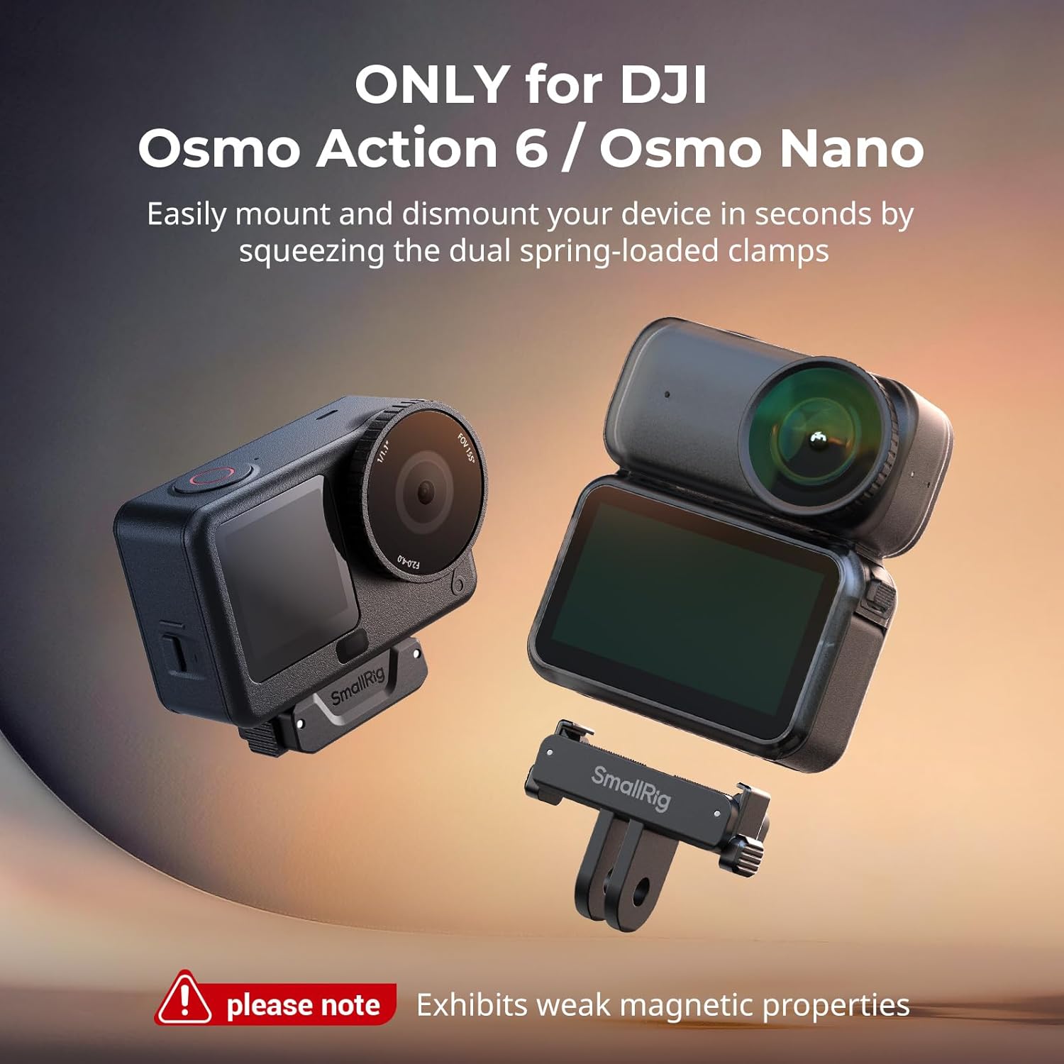 Thumbnail 1 de SmallRig Action 6 / Nano Adaptateur Magnétique à Dégagement Rapide pour DJI Osmo Action 6 et Osmo Nano ( Lot de 2 )