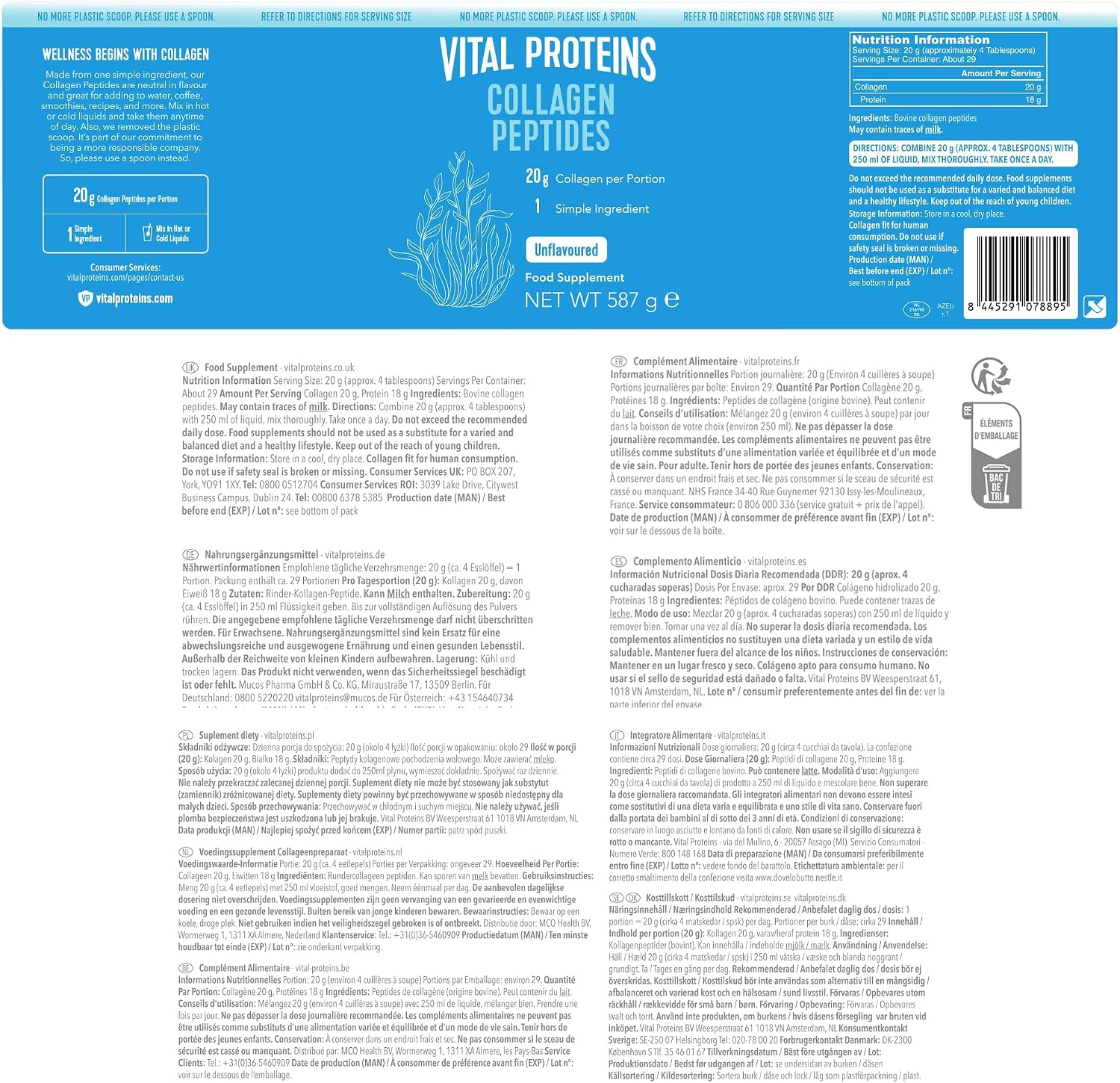 Thumbnail 4 de Vital Proteins Collagen Peptides – Collagene idrolizzato in polvere 587 g (tipo I, III, bovino)