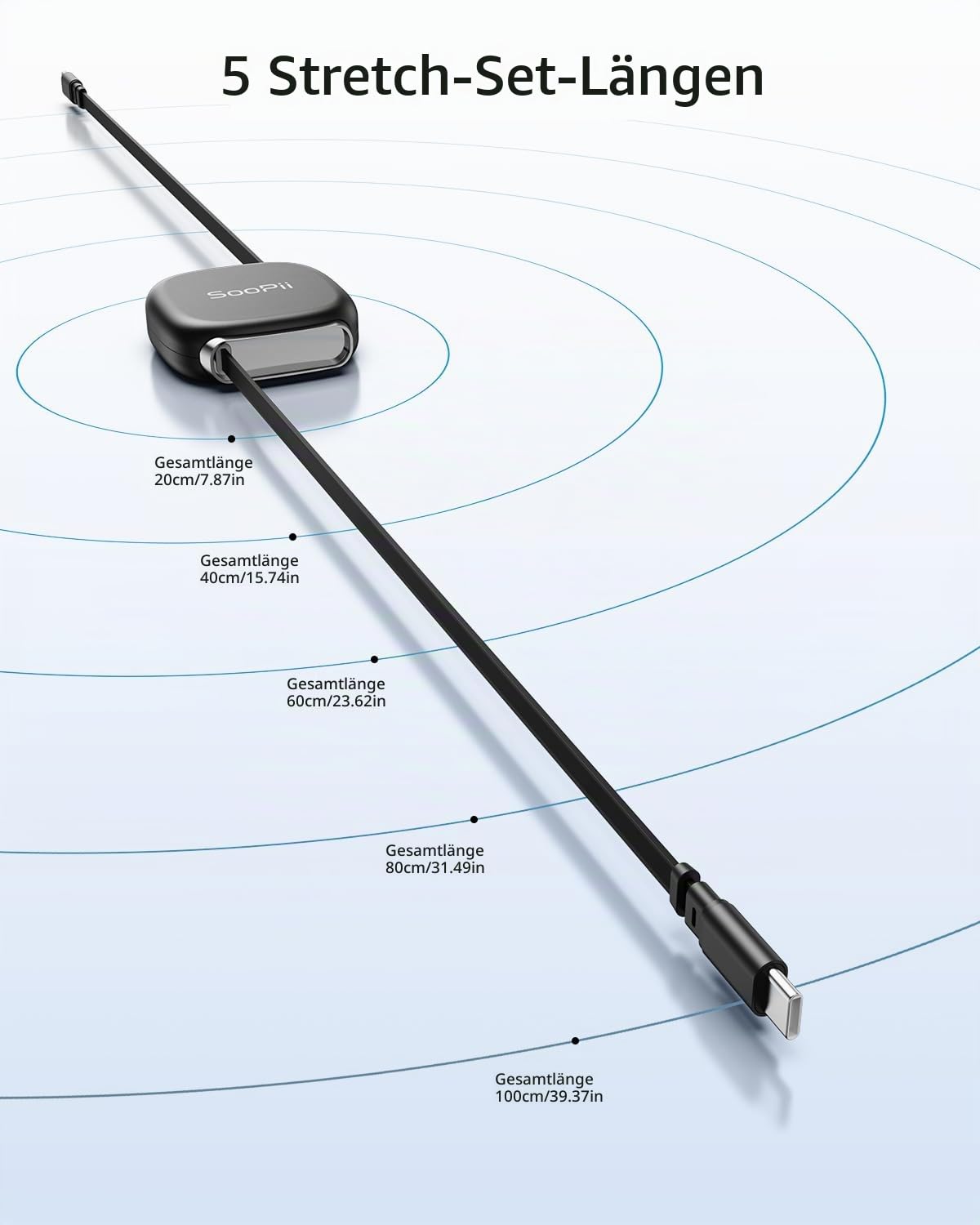 Thumbnail 6 de SooPii retractables USB-C Kabel 240W PD 3.1 – 1 m, magnetische Aufbewahrung, 5 Längeneinstellungen
