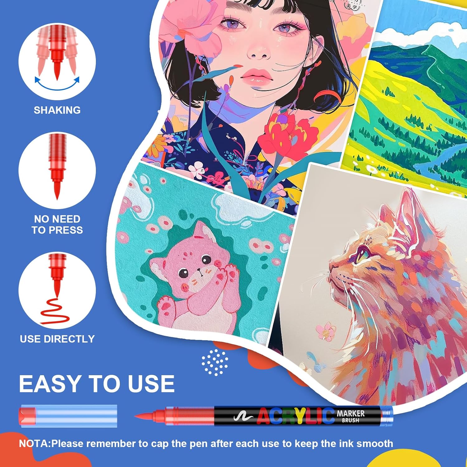 Detalle 2 de Sanyetral 240 Colours Acrylic Brush Marker Set with Brush Nibs
