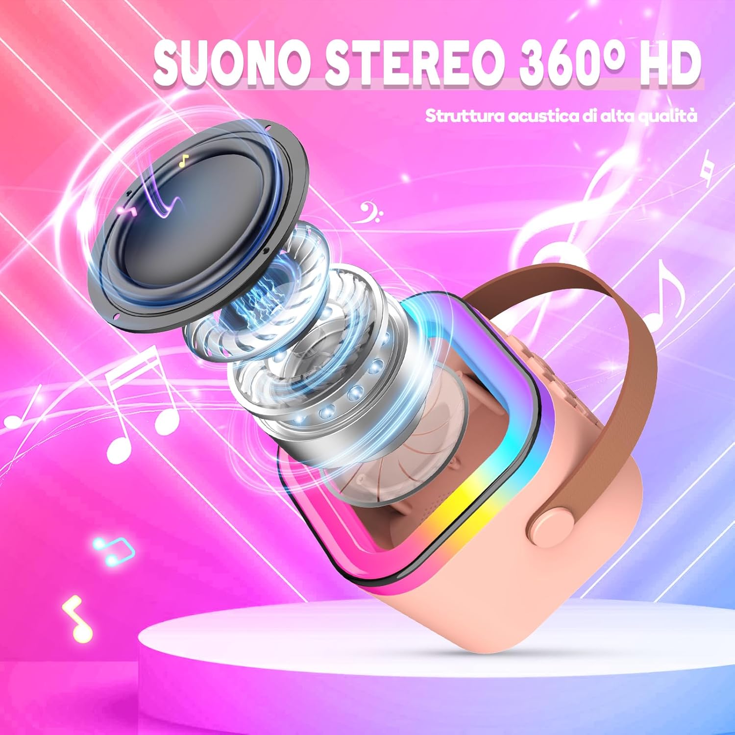 Detalle de Dislocati Regalo Bambina 3-12 Anni – Microfono Karaoke Bluetooth Portatile
