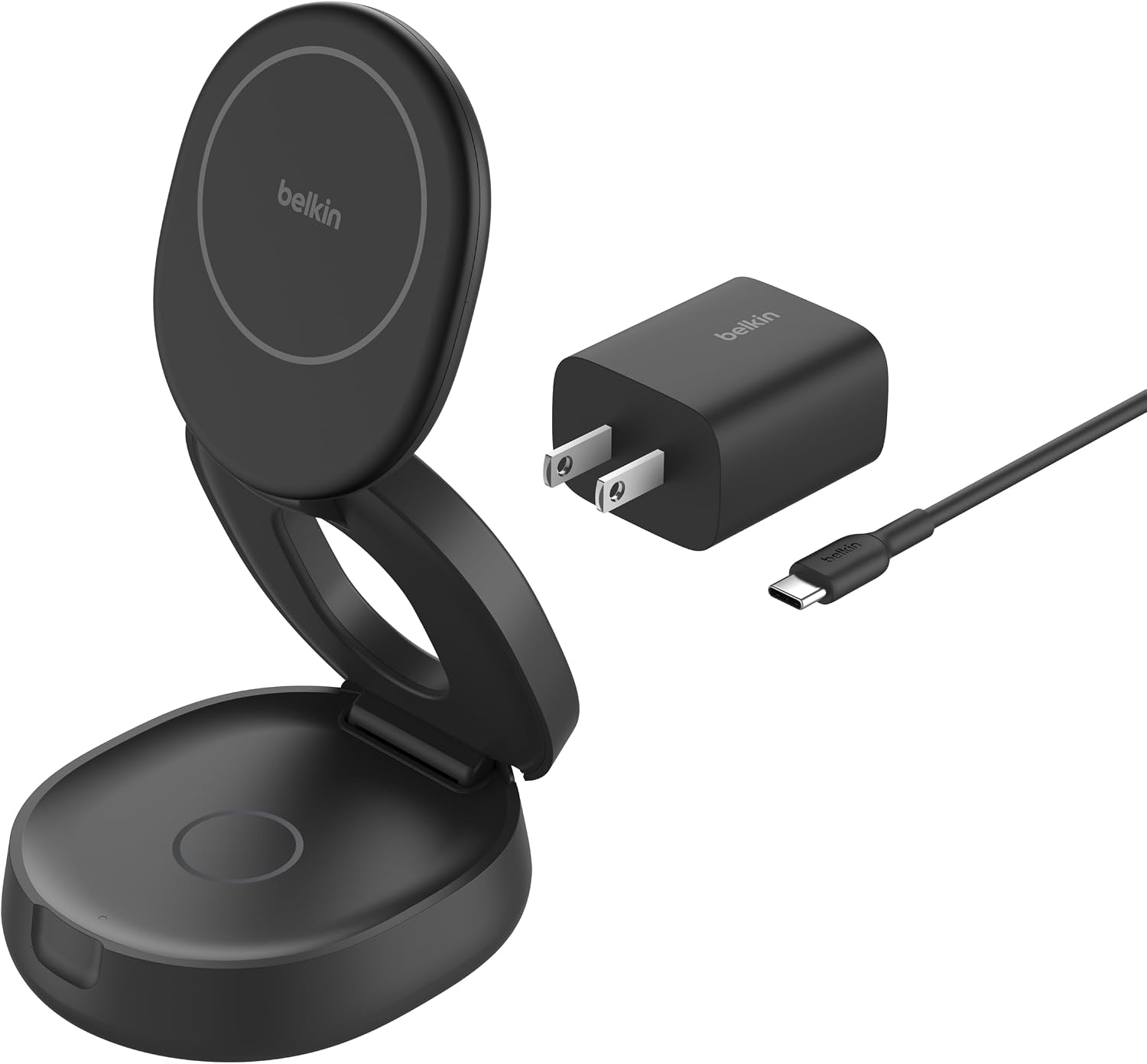 Belkin Qi2 15W 2in1 ワイヤレス充電器｜MagSafe対応・折り畳み式、30Wアダプター付属