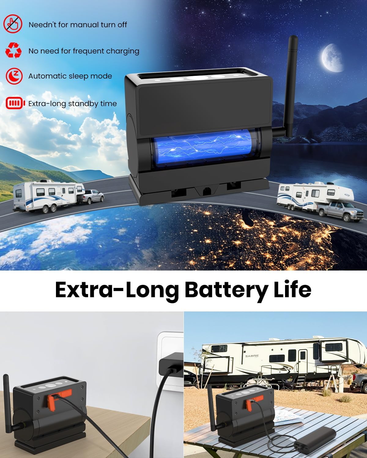 Thumbnail 4 de AUTO VOX Wireless Backup Camera Magnetic: Portable, No-Wiring 1-Min Install with 7.2" Dual Cam Split-Screen 1080P Monitor