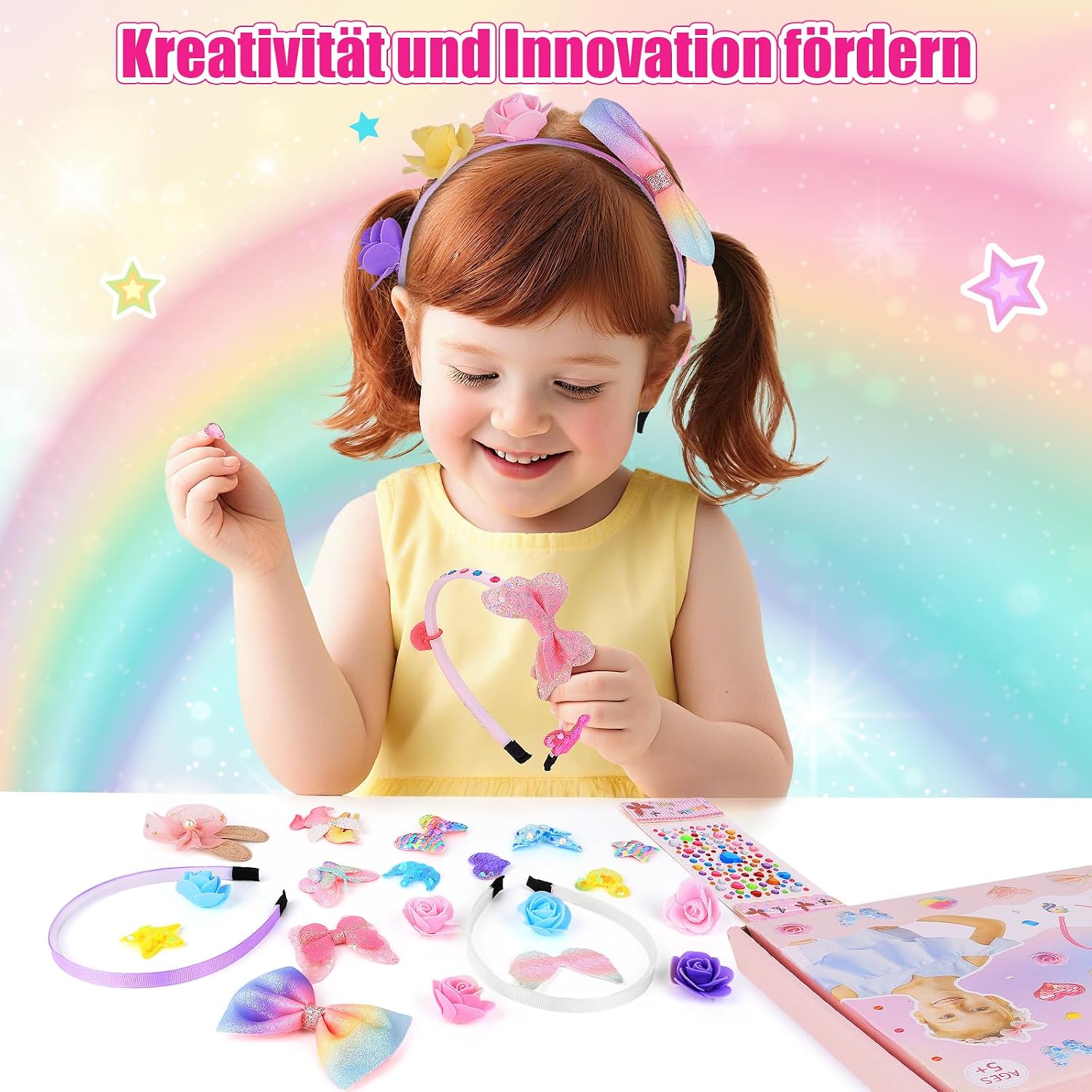 Detalle 2 de DIY Haarreifen Mädchen Bastelset 53-teilig