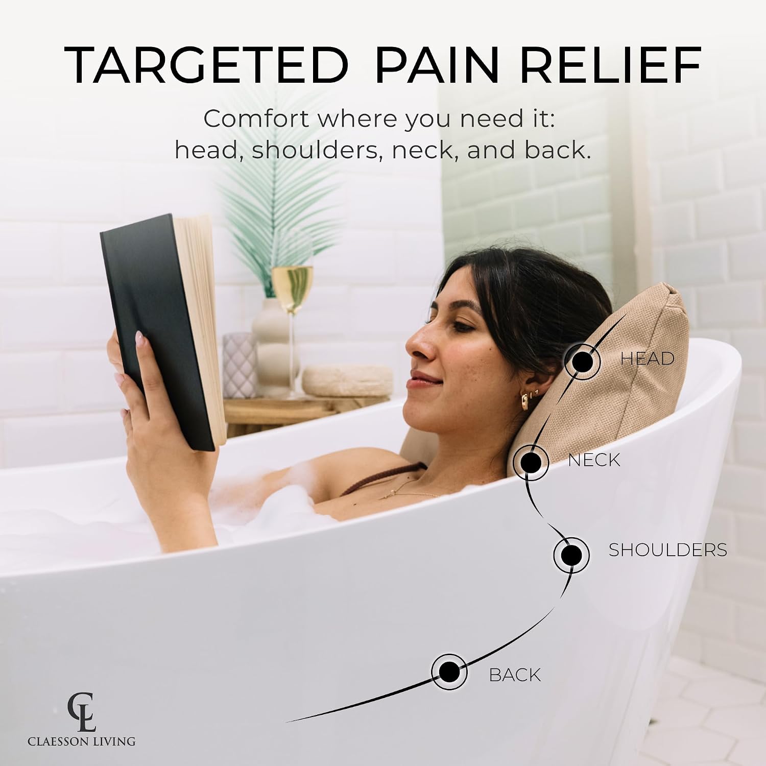 Detalle de Luxury Bath Pillow for Tub: Thick, Ergonomic Support for Comfort and Care