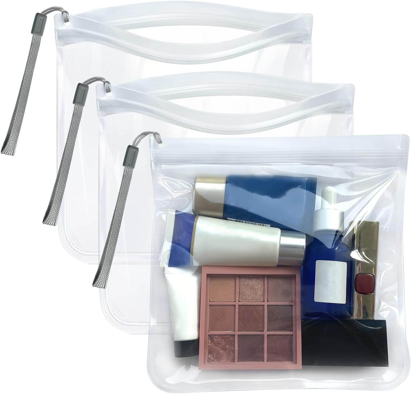 Detalle de 3PCS Clear Travel Toiletry Bags (20x20cm) – 100% Airport Security Compliant, Leakproof & Reusable