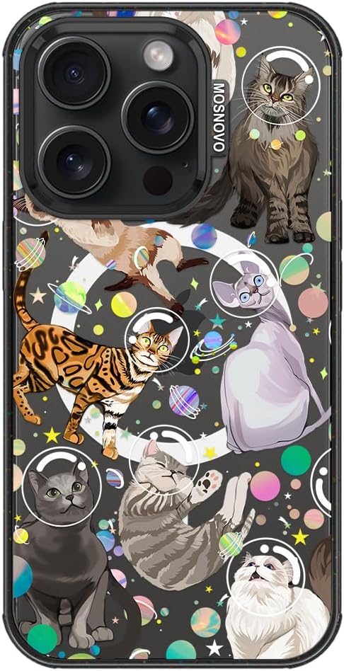 Detalle de MOSNOVO for iPhone 15 Pro Case with MagSafe | Space Cat / Black