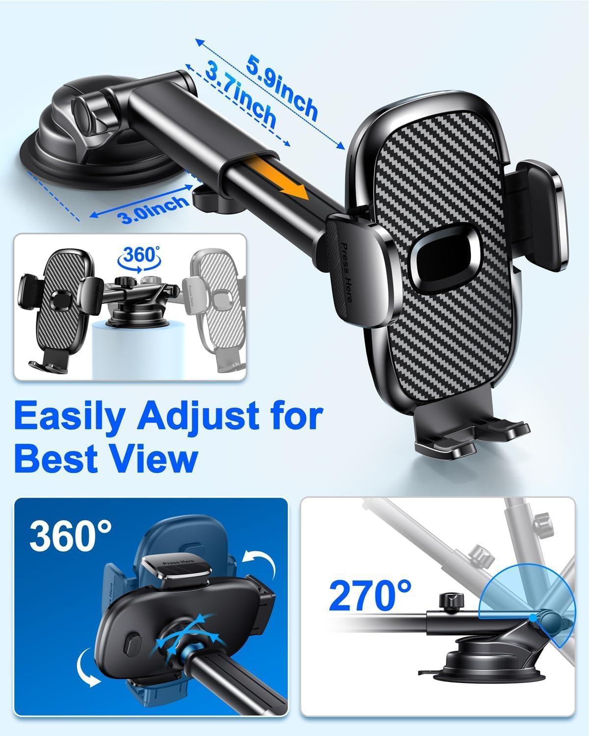 Thumbnail 2 de FESIYOYE Car Phone Holder 360° suction