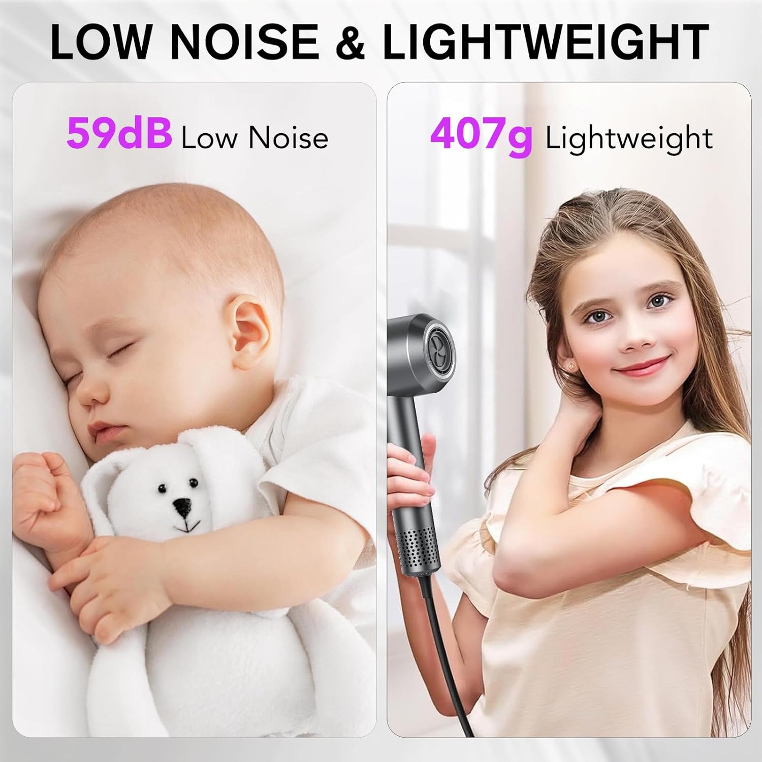 Thumbnail 6 de 2026 Haartrockner mit Ionen (bis zu 200 Mio. negative Ionen), 160.000 U/min und 59 dB – Thermocontrol mit Diffusor