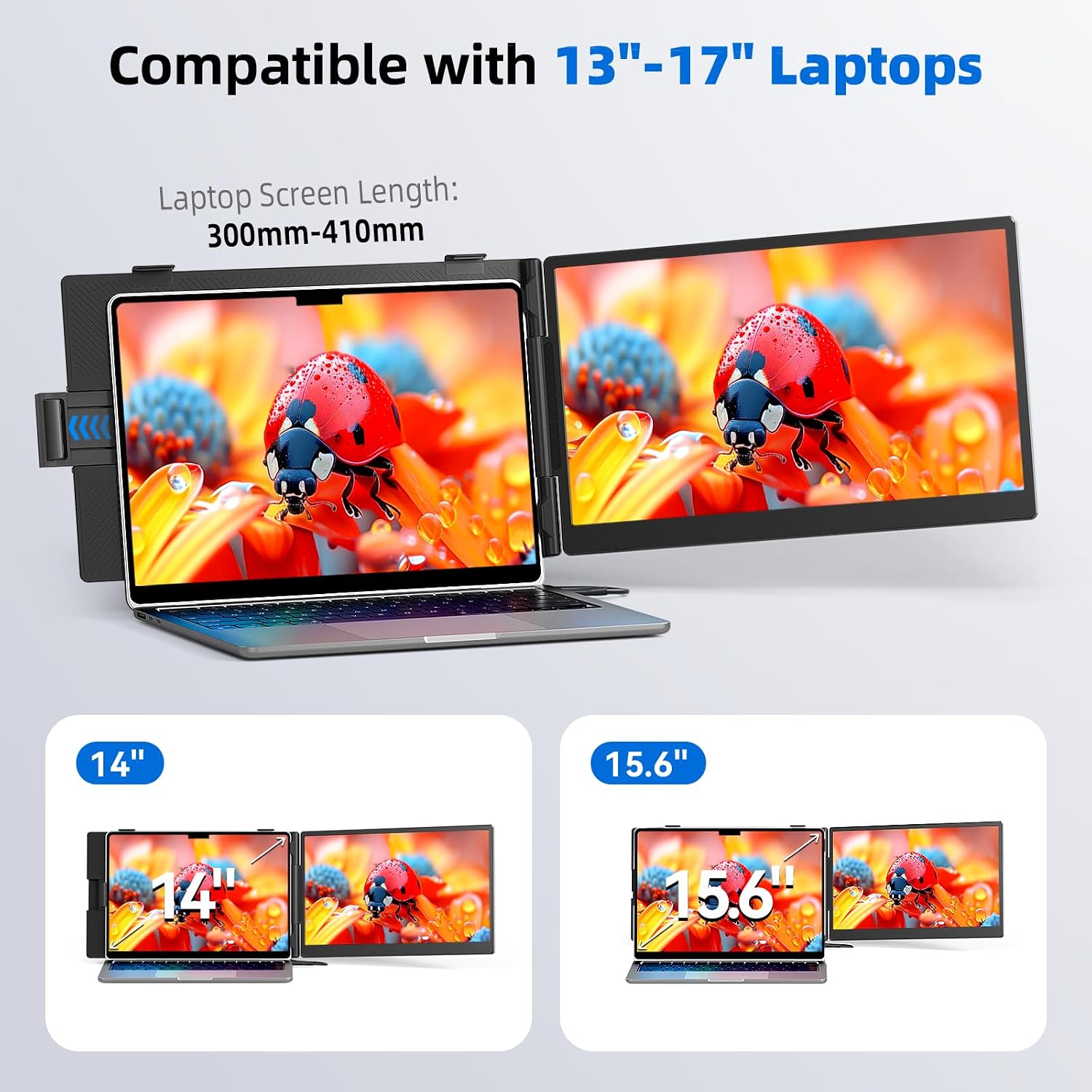 Detalle 1 de DZVW A5 14-Inch Laptop Screen Extender, FHD 1080p IPS Display