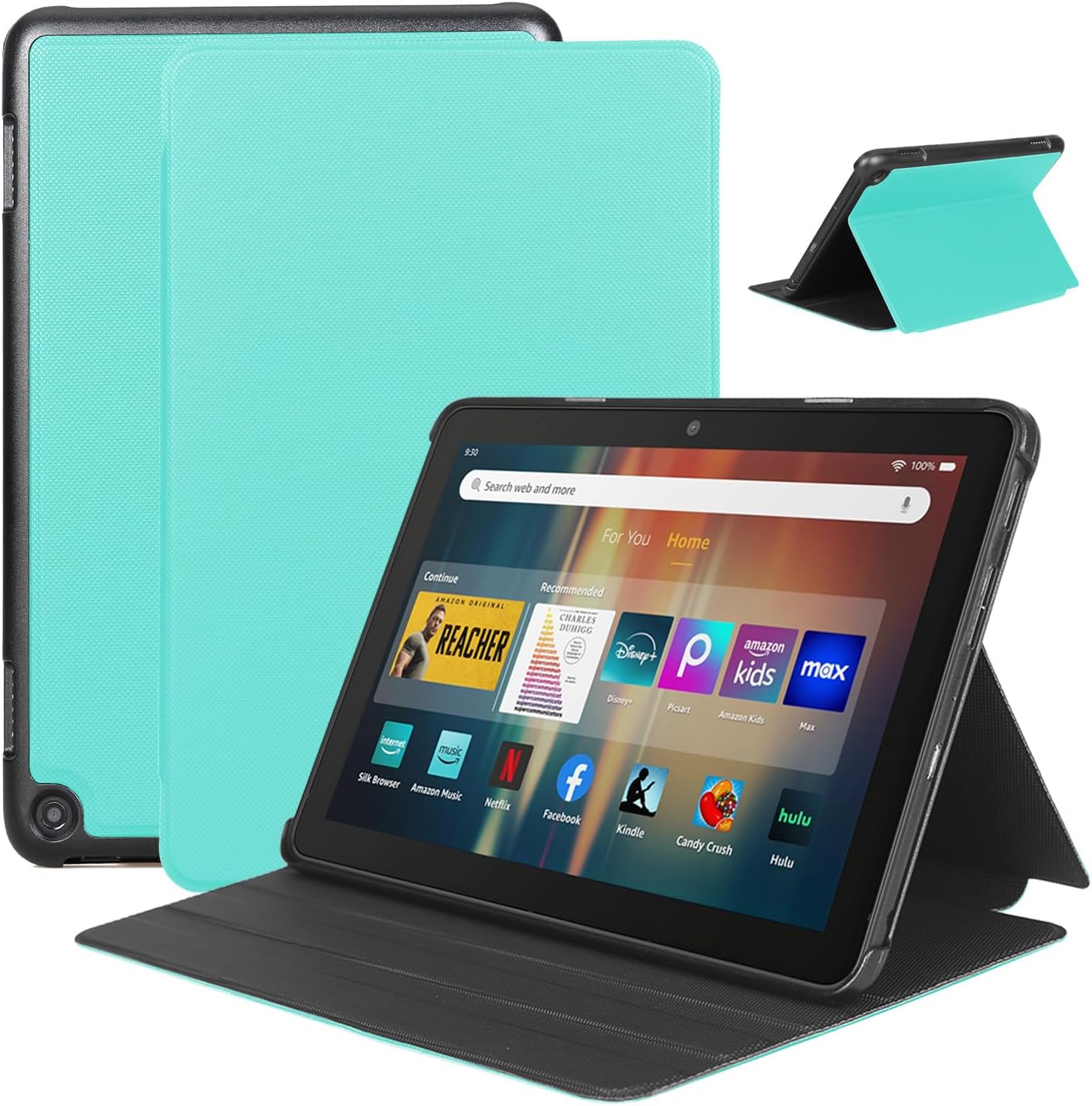 Thumbnail 5 de 8‑Zoll Tablet-Hülle mit automatischer Wake/Sleep-Funktion – faltbare Vorderseite aus Leder & TPU-Rückseite (Tiefblau)