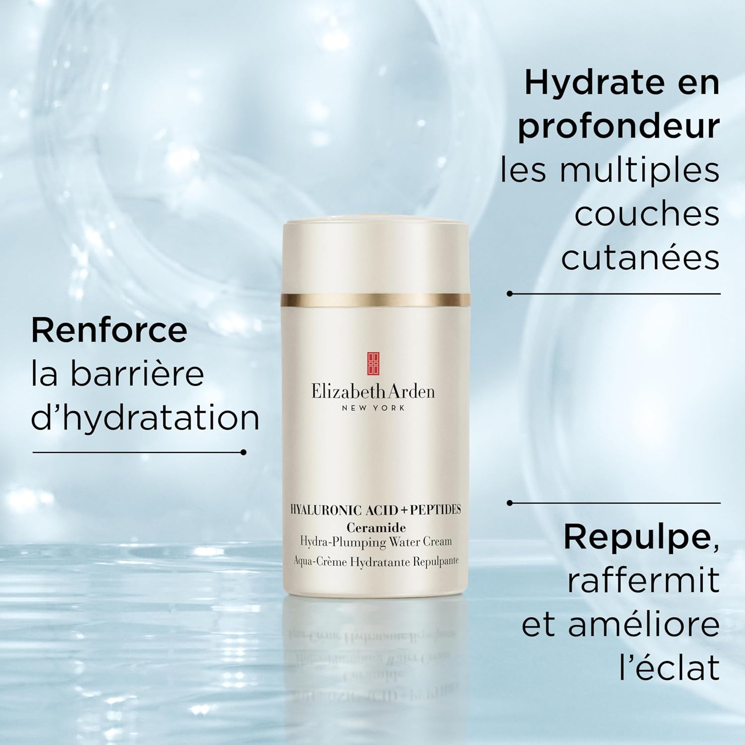 Detalle de Elizabeth Arden Crème Hydratante à l’Acide Hyaluronique + Peptides et Céramides – Hydratation légère pour tous types de peau