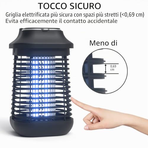 Detalle de Raindot Lampada antizanzare: trappola elettrica esterno 4200 V, 20 W con custodia in metallo