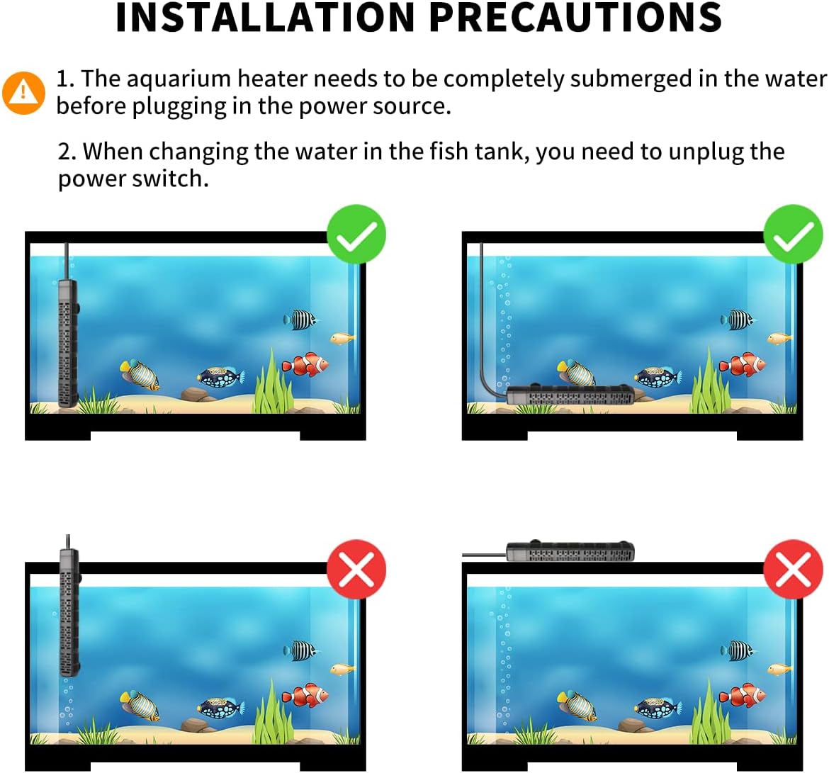 Detalle de HiTauing Aquarium Heizung Tauchheizer 50/100/300/500 W mit Übertemperaturschutz und Abschaltung