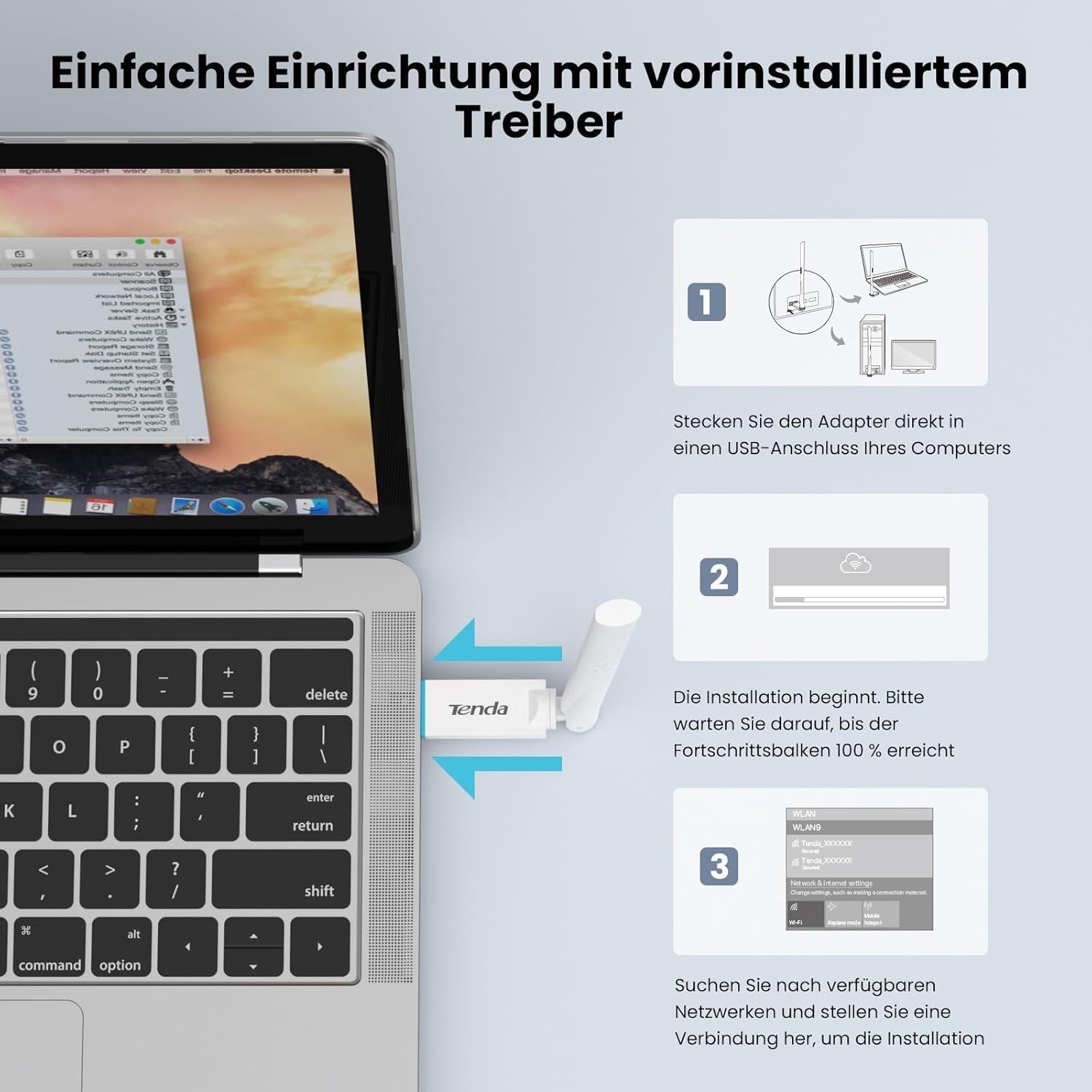 Thumbnail 2 de Tenda AX300 U2 WLAN USB Stick 286Mbit/s