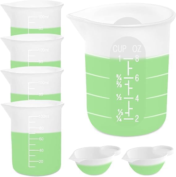 Detalle de Sjubaopen 7-Piece Silicone Measuring Cup Set, 250 ml, 100 ml and 10 ml Cups