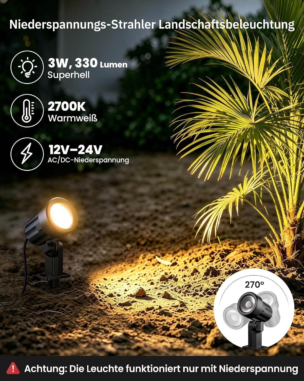 Thumbnail 2 de MEIKEE DSTA03 tuinspots, 8 stuks, 3 W warmwit, IP66