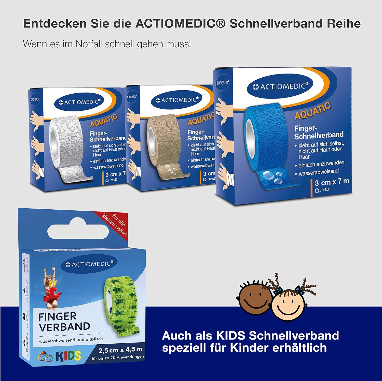 Detalle 2 de ACTIOMEDIC I 120.003.00001 snelverband, blauw, 3 cm x 7 m