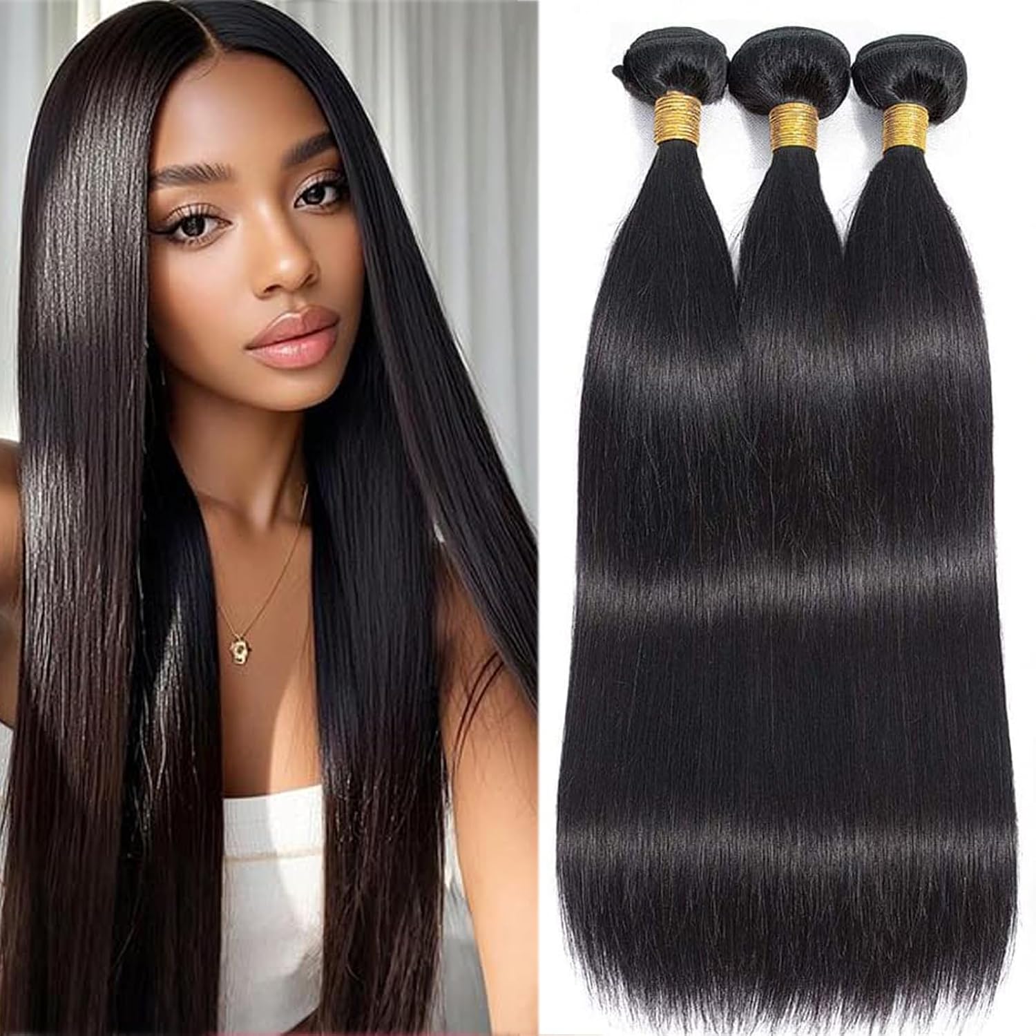 Detalle de Human Hair Bundles 20 22 24 Inch Straight