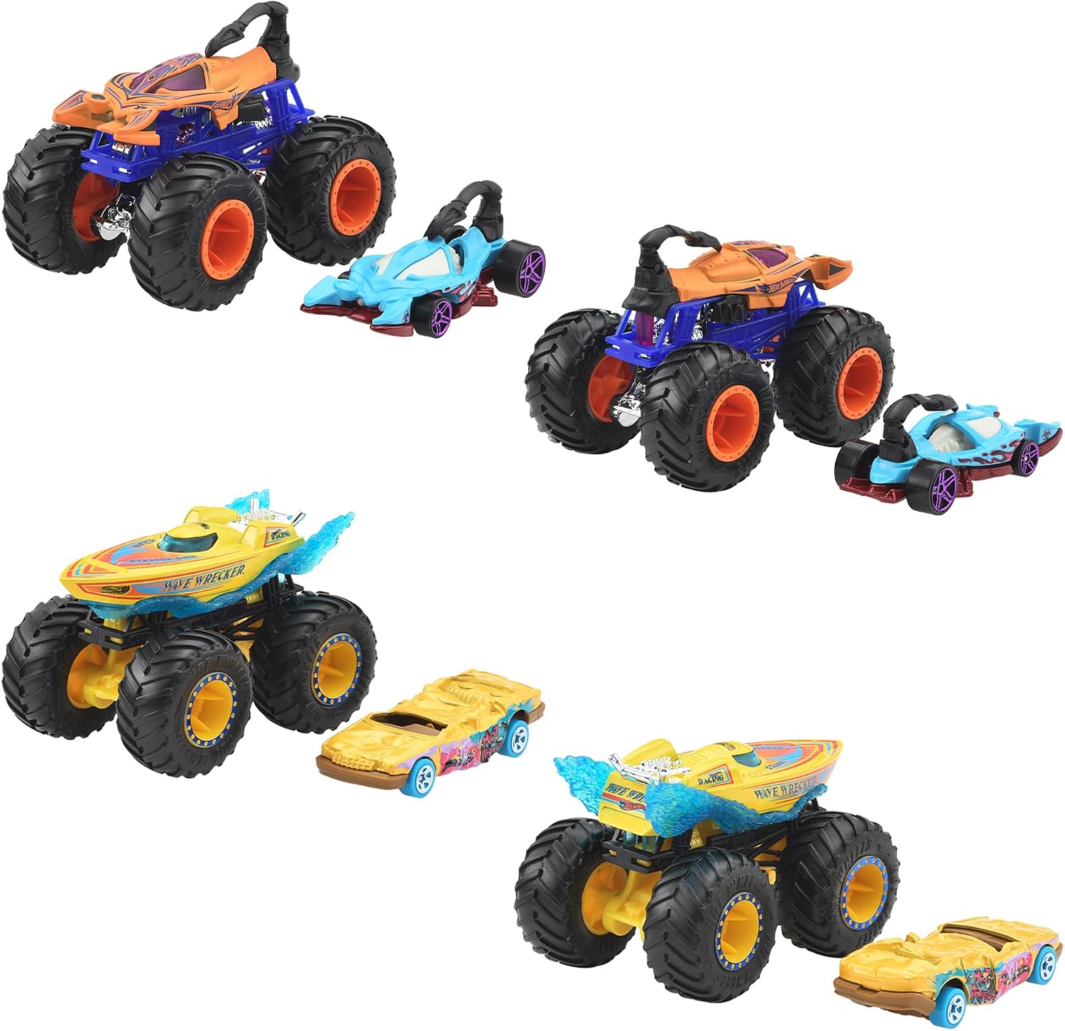 Thumbnail 3 de Hot Wheels GRH81-986T モンスタートラック＆ダイキャストカー 1/64・8セット全16台