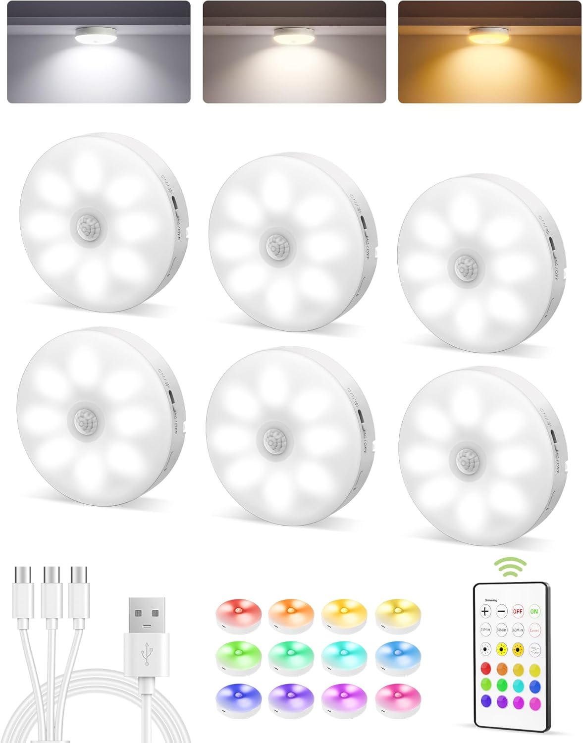 EZVALO 6-Pack Under Cabinet Light with Remote