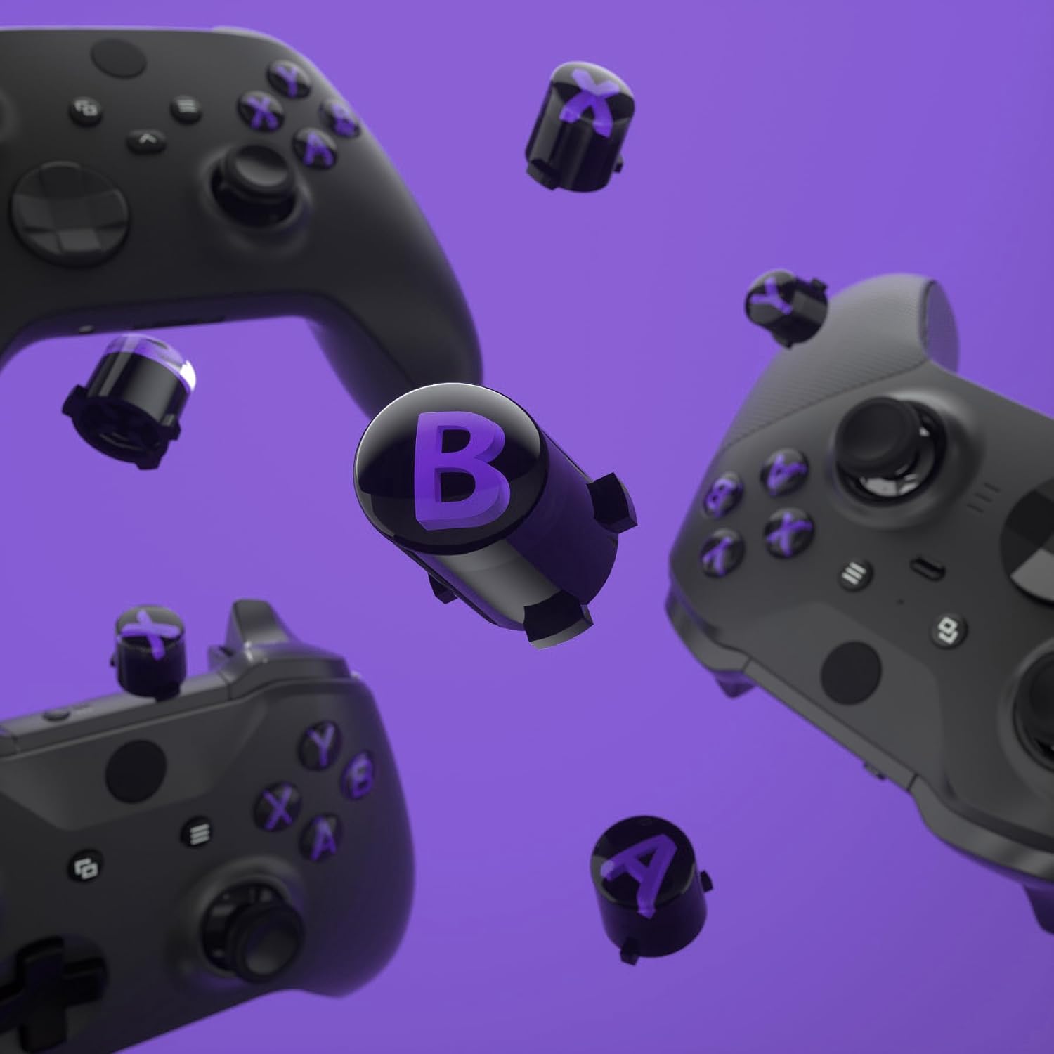 Thumbnail 4 de eXtremeRate Ersatz ABXY Knöpfe für Xbox Series X/S Controller – Dreifarbige Classic Symbolbuttons in Schwarz, Lila und Clear