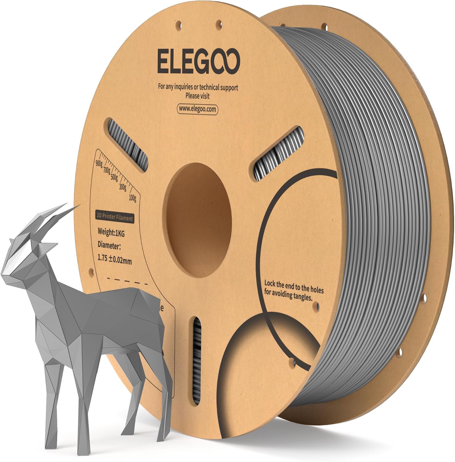 Detalle de ELEGOO PLA Filament Space Grau 1,75 mm auf 1 kg-Spule (Toleranz +/- 0,02 mm)