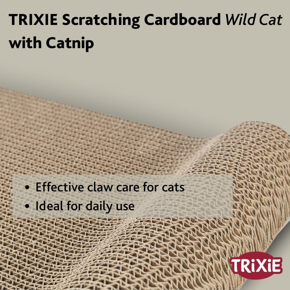 Thumbnail 1 de TRIXIE Wild Cat Scratching Board – Robust Corrugated Cardboard Cat Scratcher with Catnip (41 × 24 × 7 cm)