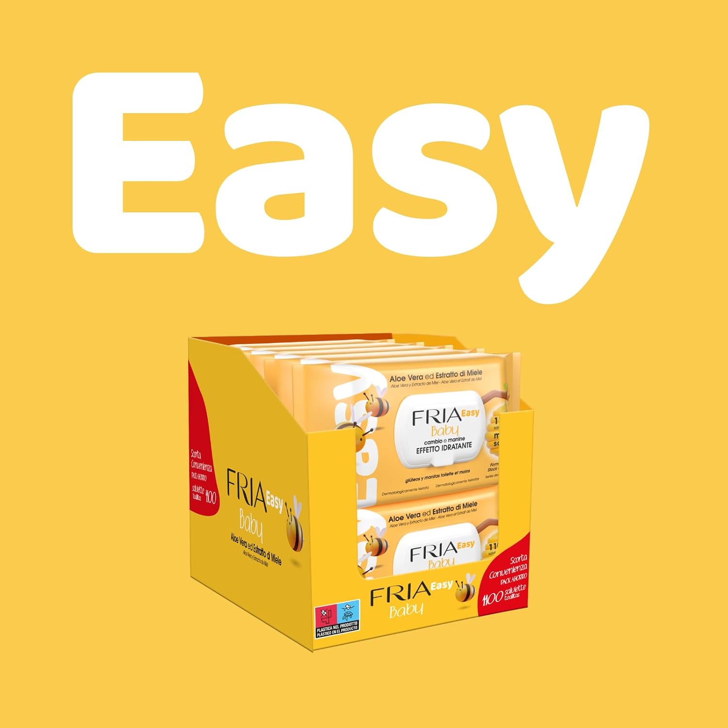 Detalle 2 de FRIA Easy Baby 070150CAR Baby Wipes, Aloe Vera & Honey, 1,100 Wipes
