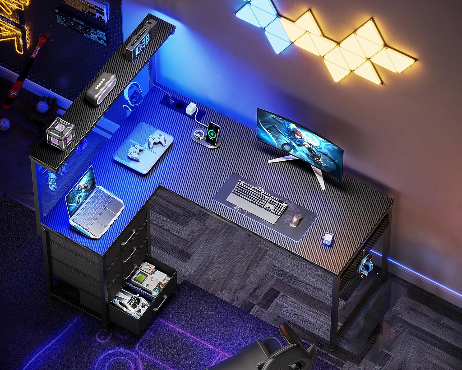 Thumbnail 1 de Coleshome Scrivania Gaming con LED 130 x 100