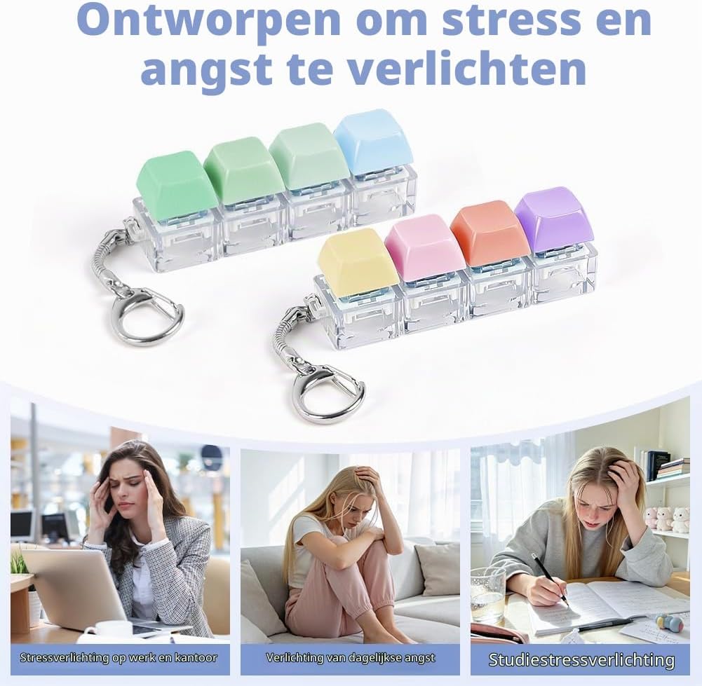 Detalle 1 de AUAUY 5702741 fidgettoetsenbord-sleutelhanger, 4 knoppen, 2 stuks