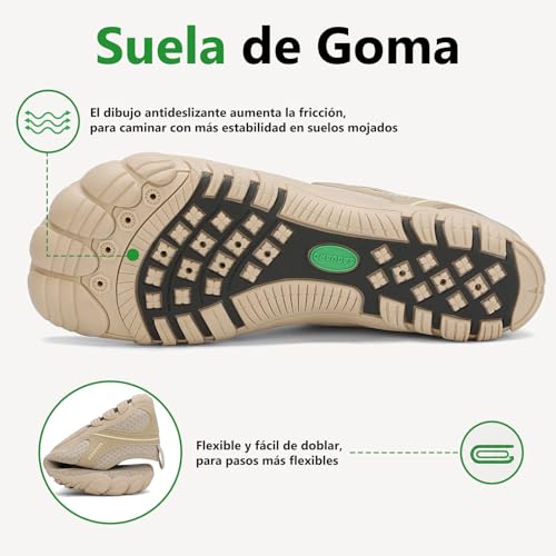 Detalle 2 de SAGUARO Unisex Zapatos de Agua Antideslizante Secado Rápido para Playa y Natación (Caqui, 40 EU)