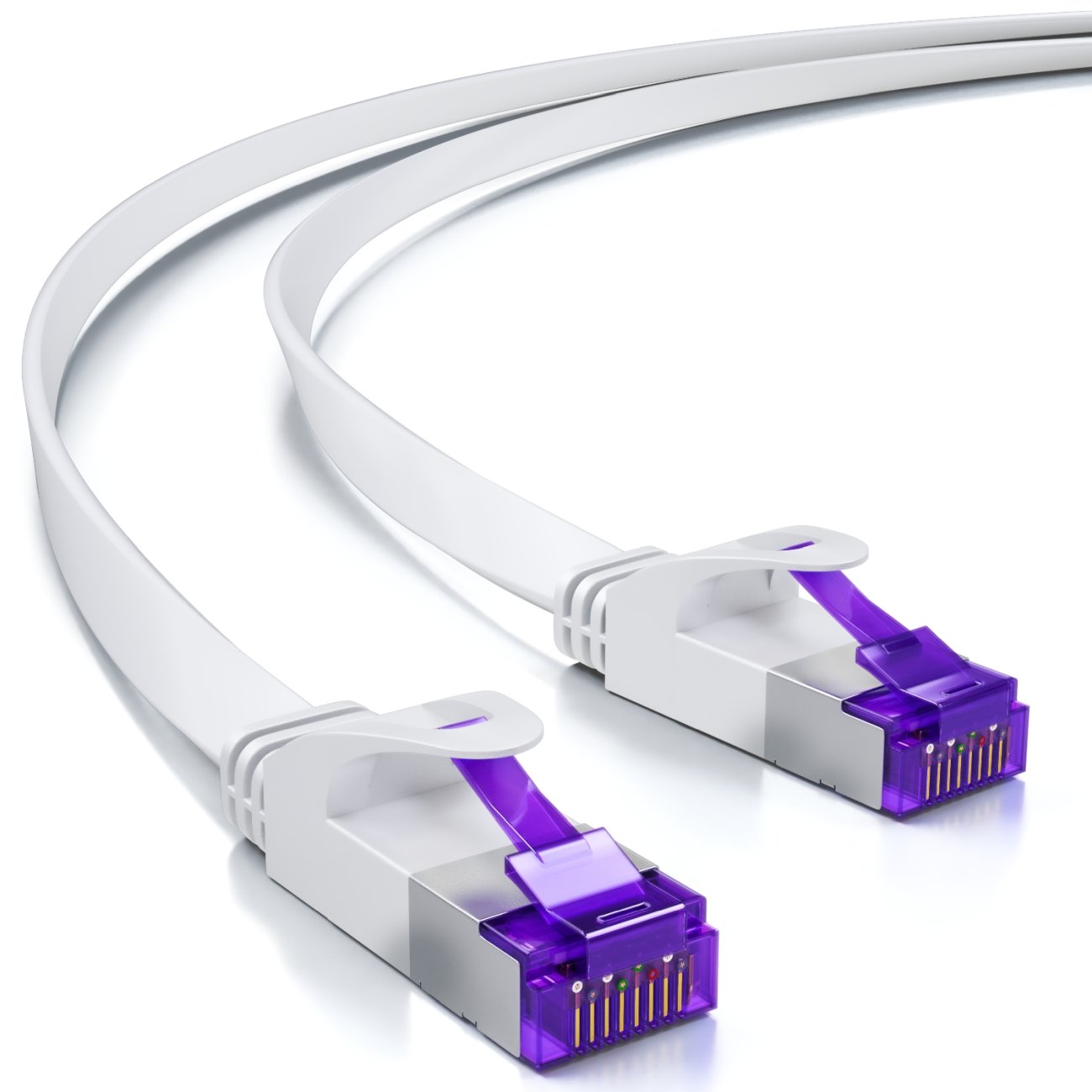 Detalle de deleyCON 25 m RJ45-patchkabel CAT7, plat U/FTP, koper, wit