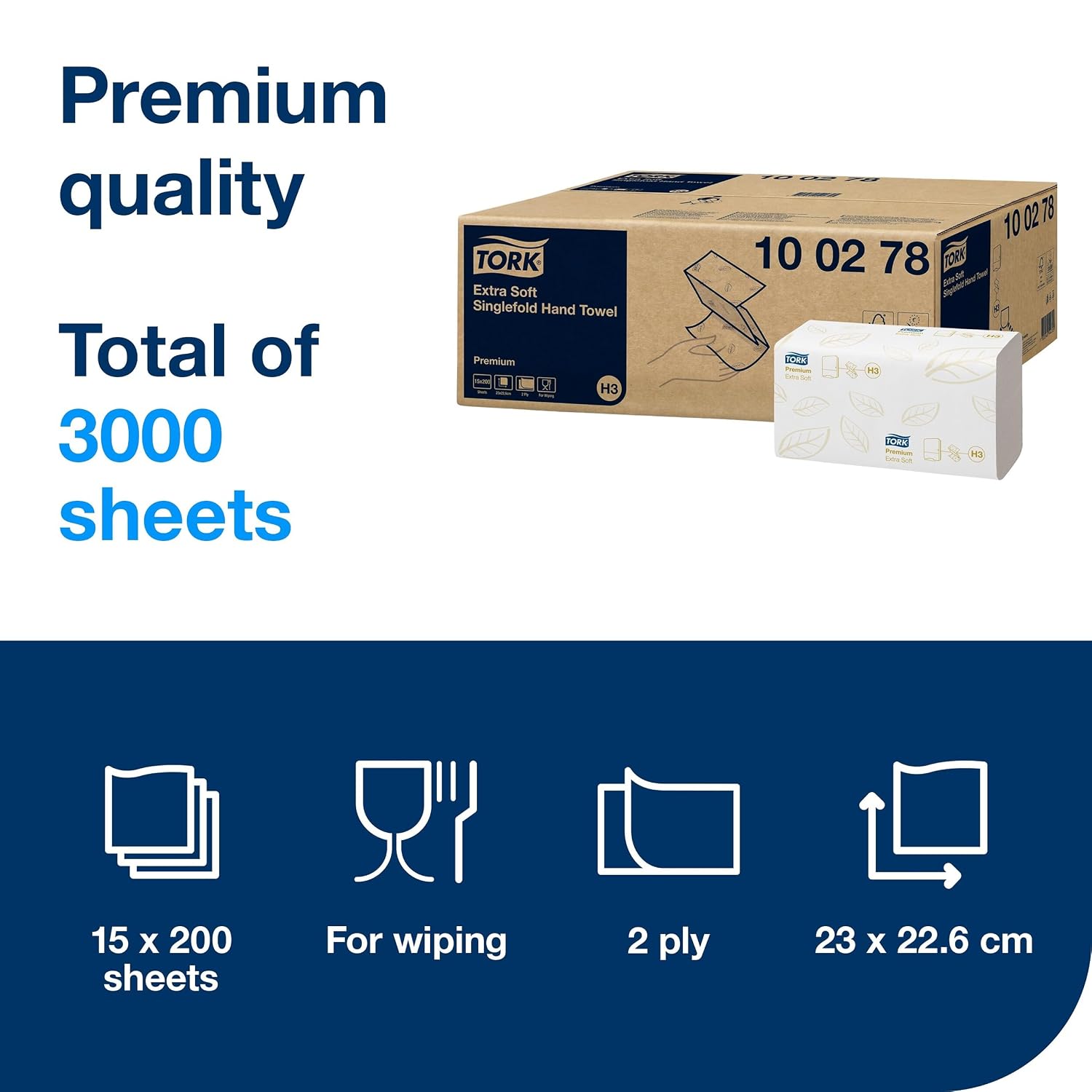 Thumbnail 1 de Tork Extra Soft Singlefold Towels 200 Sheets