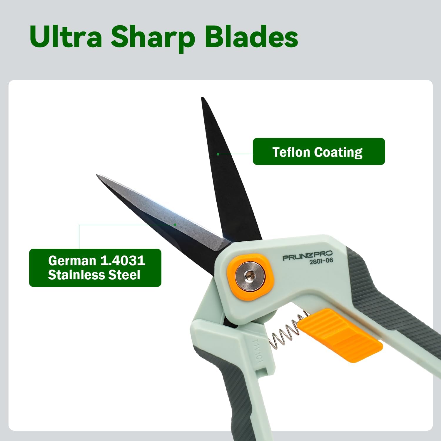Detalle de PrunePro PP-2801-06 Bypass Pruning Shears with Teflon-Coated Steel Blades